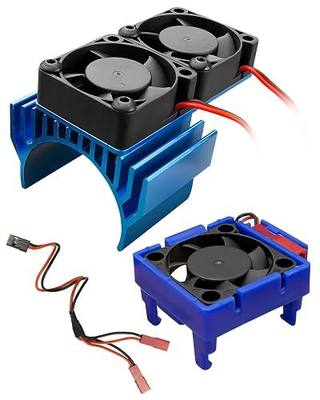 VXL-3s ESC Cooling Fan and Motor Dual Fan Set Compatible with Traxxas Slash 4x4 Stampede 4x4 Rustler 4x4 Hoss 4×4 Velineon VXL 3s Heat Sink, Blue