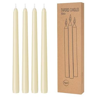 4 Pack Ivory Taper Candles - Taper Candles 10 Inch Dripless, Smokeless & Unscented - 8 Hours Long Burning - Hand Poured Tall Candlesticks - Ideal for Weddings, Dinner Parties, and Home Decor