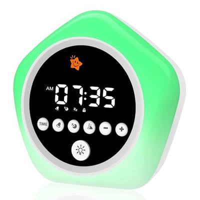 Kids Alarm Clock, Toddler Sleep Training Clock with Red Green Light, Ok to Wake Clock for Kids with Night Lights,10 Colors and 5 Sounds, Perfect Clock Gift for Kids