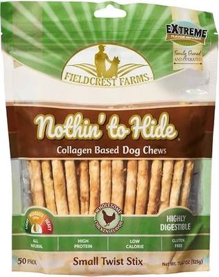 Fieldcrest Farms Nothing to Hide Natural Rawhide Alternative Small Twist Stix for Dogs -50 Pack - All Natural Easily Digestible Chews for All Breed Dogs - Great for Dental Health Plus Magnet