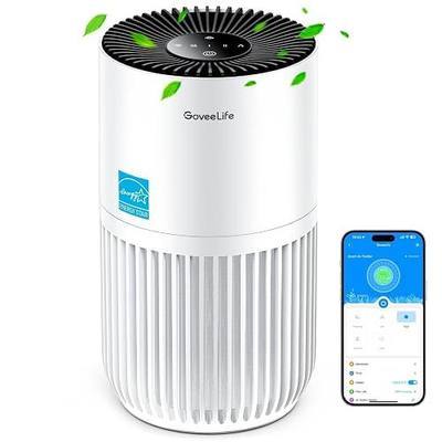 GoveeLife Smart Mini Air Purifier for Bedroom, with App & Alexa Control | HEPA Filter, Portable Air Cleaner with 3 Speeds, 2 Modes, Aroma for Pet Hair, Odors, Pollen, Home, White