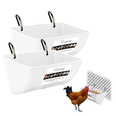 2 Pack Chicken Feeder Trough with Clips Fence Hanging Goat Feeders Hanging Feeders for Livestock,Horse Chicken Deer Goose,Pig Chicken Feed Trough Bucket Feeding Container