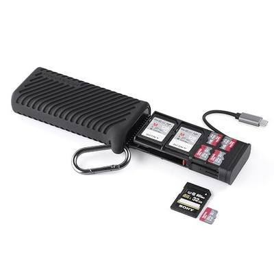 PGYTECH CreateMate High-Speed 2-in-1 SD Card Reader Adapter USB 3.1 Type-C UHS-Ⅱ SD 4.0/Micro SD Card Reader & Holder for Cameras, Smartphones, Drones, Action Cameras (Black, for SD/Micro SD)