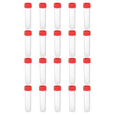 PATIKIL 30mL Plastic Test Tubes, 20 Pack Frozen Test Tube Vial Container Storage Screw Cap for Lab Laboratory Science, Red Clear
