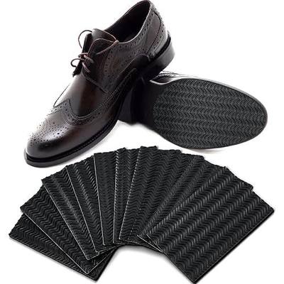 Geyoga 10 Pcs Shoe Sole Grip Pads Self-Adhesive Rubber Traction Sheets 3.1 x 5.1 in, Cut Sole Protectors for Leather & Smooth Soles, Improves Grip on Dry Floors for Men Women