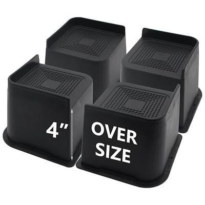 Bed Risers 4 inch Heavy Duty, 4 Pack Oversized Furniture Risers 6 inch, Black Bed Lifts Risers for Table, Sofa, Chair, Couch, Desk, Bed Frame Risers Supports Up to 6,500 Lbs