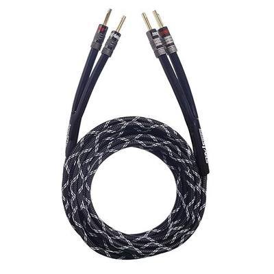 12AWG High Performance Speaker Cable with Dual Gold-Plated Banana Plugs, Premium Heavy Duty Braided Nylon Jacket and Color Coding, 99.99% Oxygen-Free Copper (OFC) - Black, 10 Feet