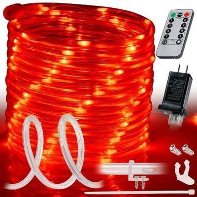 10ft Red LED Outside Rope Light - 8 Modes, Waterproof Permanent Outdoor Accent Lighting w/Remote, Flexible Clear Tube, ETL Certified, Exterior Christmas Patio Palm Tree Yard Ambient