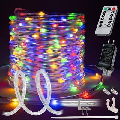 20ft Colorful LED Outside Rope Light - 8 Modes, Waterproof Permanent Outdoor Accent Lighting w/Remote, Flexible Clear Tube, ETL Certified, Exterior Christmas Patio Palm Tree Yard Ambient