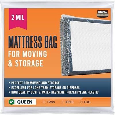 Queen Mattress Bag for Moving, Storage & Disposal, 2 Mil Thick | Plastic Mattress Cover for Moving Fits Mattresses up to 14", Durable, Dust Proof & Water Resistant Mattress Protector