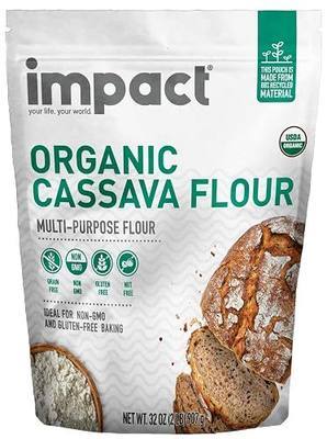 Impact - Organic Cassava Flour - Gluten-Free Baking Flour - 2 lb | Grain-Free, Wheat Flour Alternative, Contains 2g Dietary Fiber Per Serving, Ideal For Cooking And Baking