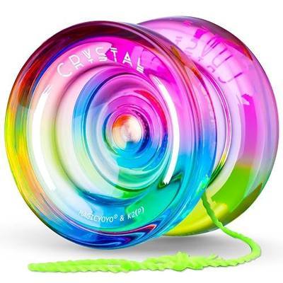 MAGICYOYO K2 Responsive Yoyo for Kids 8-12, Professional Yo yo for Beginners, Plastic Dual Function Yo-Yo with 12 Yoyo Strings, Yo-yos Case Bag + Yoyos Accessory Kit (Blue Pink Yellow Gradient)