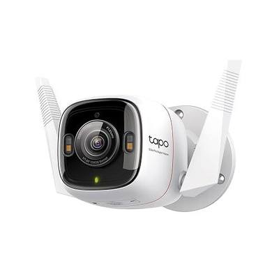 Tapo ColorPro Wi-Fi Outdoor Camera, PoE, Plug-in, Daylight Clarity at Night, 2K QHD, Person/Pet/Vehicle Detection, Local/Cloud Storage, 127° FOV, Built-in Siren C325WB