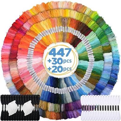 VICOVI 477 Skeins Embroidery Floss Kit 447 Vibrant Colors + 15 Black & 15 White Cross Stitch Thread Set with 20 Bobbins for Friendship Bracelets Sewing DIY Crafts