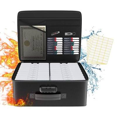 Fireproof Safe Photo Storage Box with 18 Inner 4" x 6" Clear Photo Cases, Portable Photo Organizer with Lock for Picture, Collapsible Photo Container with Handle and 18 Boxes 4 Sheet Label Stickers | Portable Photo Organizer with Lock for Picture, Collapsible Photo Container with Handle and 18 Boxes