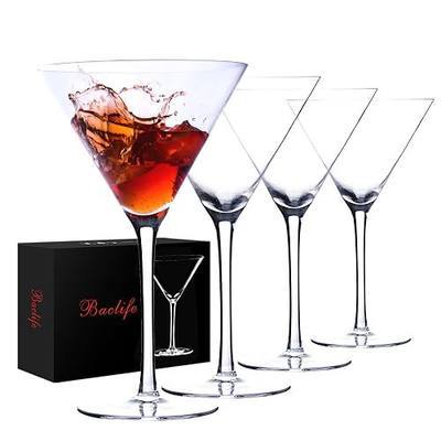 Handblown Crystal Martini Glasses Set of 4-9.5 oz Coupe Glass Set with Stem - Elegant Cocktail Glasses for Bar, Margarita, Cosmopolitan, Manhattan, Gimlet - Unique Gift for Father’s Day
