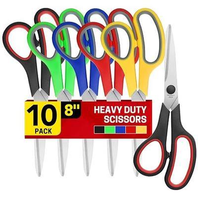 BURVAGY 8" 10 Pack All Purpose Heavy Duty Scissors- Comfort-Grip Sharp Scissors for Office School Sewing Fabric Craft High/Middle School Student Teacher Scissor, Right/Left Hand