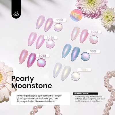 Beetles 6 Colors Rubber Base Gel Nail Polish Mermaid Pastels 6Pcs 7.5ml | Pearl White Pink Purple Mermaid Nail Drawing Builder Gel 5-in-1 Soak Off Nail Strengthener UV Light Cure for Women