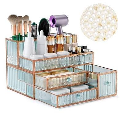 Youdepot Makeup Organizer Countertop - Tempered Glass Vanity Organizer for Cosmetics, Skincare, Hair Tools, Brushes, Perfume - Multipurpose Bathroom Counter Skincare Organizer | Vanity Organizer for Cosmetics, Skincare, Hair Tools, Brushes, Perfume, Multipurpose Bathroom Counter Skincare Organizer