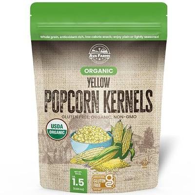 Ava Farms Organic Yellow Popcorn Kernels – 24 Oz. Bag Gluten-Free, Non GMO – Natural, Healthy, Kosher Popping Corn – UnPopped