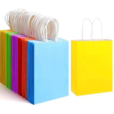 XPCARE 32Pcs Paper Gift Bags, 5.25x3.25x8.25'' Kraft Paper Party Favor Bags Bulk Rainbow Goodie Bags Small Gift Bags with Handles for Kids Birthday Baby Shower Crafts Wedding Party Supplies (6 Colors)