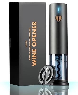 VINABON Electric Wine Opener - Updated 2026 One-Touch Automatic Wine Bottle Opener Corkscrew - Rechargeable (Up to 100 Bottles/Charge) with Foil Cutter Stand, LED Indicator. Includes Wine Guide eBook