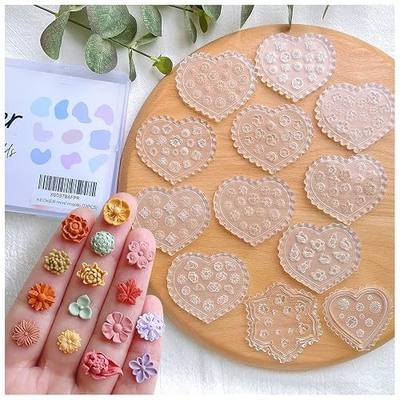 KEOKER Polymer Clay Molds - 12 Pcs Mini Floral Clay Molds for Jewelry Making, Earring Decoration (Substitute Polymer Clay Cutters)