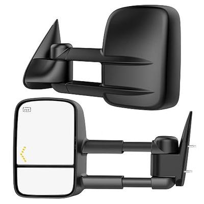 Heated Tow Mirrors Compatible with 2007-2013 Chevy Silverado & GMC Sierra (2007 New) 1500 2500 3500 HD, Tahoe Suburban Avalanche Yukon, Extended Trailer Towing Side Mirror w/LED Arrow Turn Light