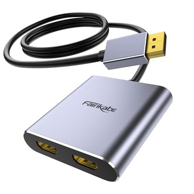 Displayport to Dual HDMI Adapter, 4K60Hz Display Port to hdmi Splitter