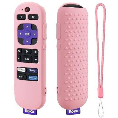 Pink Remote Cover for Roku Voice Remote (Official) RCA1R, RC-GZ1 Controller | Silicone Protective Case with Lanyard for Roku Streaming Stick Remote