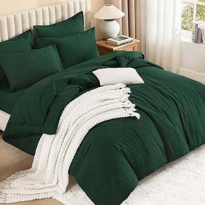 Litanika Queen Comforter Set with Sheets Emerald - 7 Pieces Bed in a Bag | Fluffy Lightweight Soft Warm Down Alternative Solid All Season Bedding Set