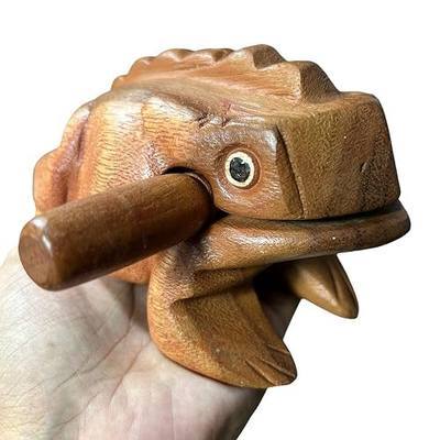 NUTTA - 7 Inches Wooden Frog Guiro Rasp Musical Instrume Wood Percussion Desk Scraping Fog with Frog Sound Idea Funny Instruments Nature Wood Music Home Garden Decoration (7 Inches)