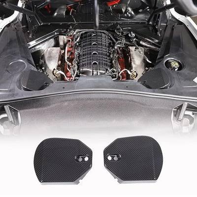 Rear Strut Tower Cover Compatible with Chevrolet Corvette C8 2020-2025, ABS Engine Bay Rear Shock Absorbing Tower Protection Panel Cover Trim Accessories 2Pcs (Carbon Fiber Pattern)