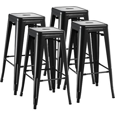 Furmax 30 Inch Metal Bar Stools Set of 4, Counter Height Stools, Industrial Bar Chairs Patio Stool Stackable Stool for Kitchen/Dining Room/Indoor Outdoor(Dark Black, 30'' Backless)