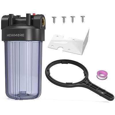 WHT10 Whole House Water Filter Housing Fit 10"x4.5" Sediment etc Filters | Clear Housing Big Filter Blue Pre-Filtration System for Home Well and City Water, 1" NPT Port, Pressure Release