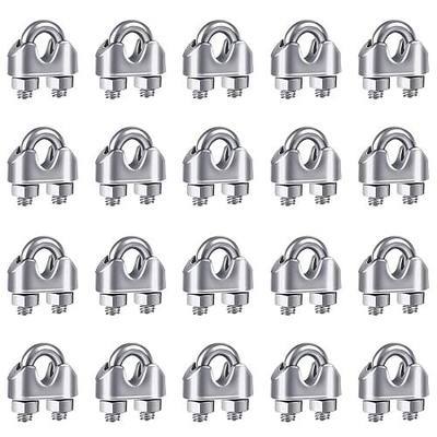 YAMASO 20PCS 1/8 Inches M3 Stainless Steel Wire Rope Cable Clip Clamp