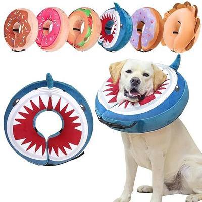 BEAUTYZOO Dog Cone Alternative After Surgery for Large Medium Small Dogs, Soft Inflatable Cone Collar for Dogs Cats, Dog Neck Donut E Collar Dogs Recovery Collar to Stop Licking, Shark Blue, M