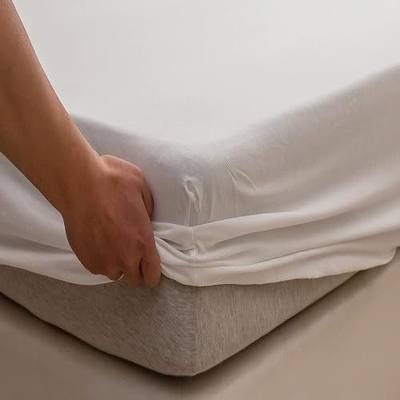 PURE ERA Jersey Knit Cotton Fitted Bottom Sheet ONLY (No Flat Sheet or Pillow Cases) Extra Deep Pocket Up to 15" to 20" Ultra Soft Comfy Breathable Off White Queen