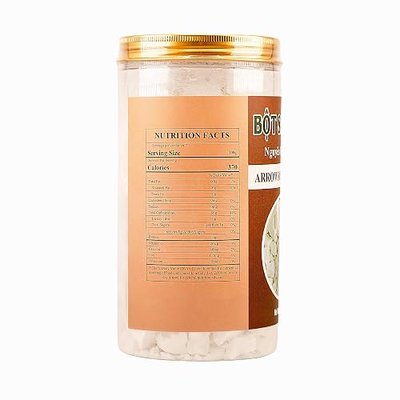 Premium Arrowroot Starch, Crunchy Snack Sized Chunks, Gluten-Free, Dairy-Free Thickener, Vietnamese Authentic Bot San Day, Cornstarch Substitute for Cooking, Baking, and Drinking, 16 oz Jar