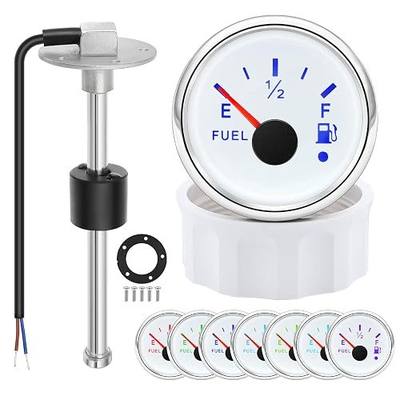 Fuel Sending Unit with Fuel Gauge 7"(175mm) Boat Fuel Level Sender Gas Tank Sending Unit 240-33ohm 316 Stainless Steel(White)