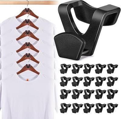HOUSE DAY Space Saving Hanger Hooks 60 Pack, Black Clothes Hanger Connector Hooks, Heavy Duty Hanger Hooks Space Saver, Premium College Dorm Room Essentials, Good Closet Organizers and Storage | Black, Heavy Duty Hanger Hooks Space Saver, Premium College Dorm Room Essentials, Good Closet Organizers