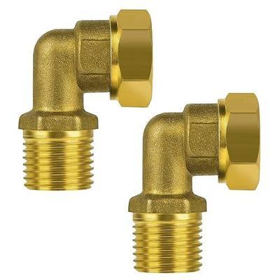 1/2 IPS Female to 1/2 IPS Male 90 Degree Elbow Brass Water Line Adapter for clawfoot tub shower faucet mount connector, Pack of 2