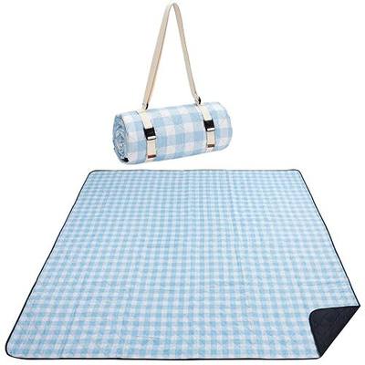 WILLOW WEAVE Large Picnic Blanket Waterproof,Outdoor Blanket - Blue | Picnic Mat Washable, Lawn Blanket, Park Blanket, Extra Large Picnic Blankets Waterproof Foldable with Shoulder Strap