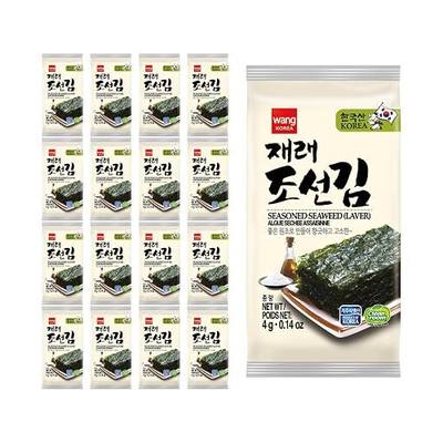 Wang Korean Seaweed Snacks Original, Crispy Roasted Seaweed Sheets | Healthy Sea Weed Snack, Keto, Vegan, Gluten-Free, Pack of 16