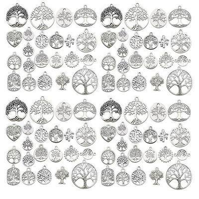 WOCRAFT 120pcs Antique Silver Tree Of Life Charma for Jewelry Making Alloy Tree Charms for DIY Crafts (SN027)