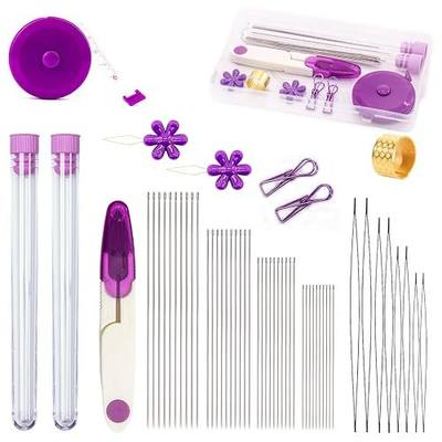 58Pcs Beading Needles for Jewelry Making, Seed Beads Tools, Include 40 Long Straight and 8 Big Eye Beading Needles,Needle Bottle, Thimble, Needle Threaders,Securing Clip and Tape Measure