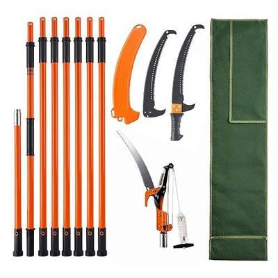 VEVOR Manual Pole Saw, 7.3-27 ft Extendable Tree Pruner, Sharp Steel Blade and Scissors High Branches Trimming, Branch Trimmer with Lightweight 8 Fiberglass Handles, for Pruning Palms and Shrubs | Sharp Steel Blade and Scissors, for High Branches Trimming, Branch Trimmer with Lightweight 8 Fiberglas