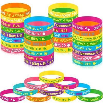 Gueevin 60 Pcs Bible Verse Christian Bracelet Kid,Classic,Classic Color