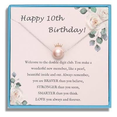 Sereney Sterling Silver Birthday Gifts Pearl Necklace for Girls Women | 7 9 10 11 13 15 16 18 21 30 40 50 60 Year Old Birthday Gifts, Single Pearl Necklace as Bday Gifts for Friends
