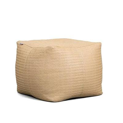 Big Joe Square Ottoman Weatherproof Bean Bag Footrest, Natural Basket Weave, Breathable Weather Resistant Fabric, 2 feet
